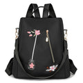 Ethnic style 3D embroidered backpack for women in beige with waterproof Oxford cloth outer and zipper pockets