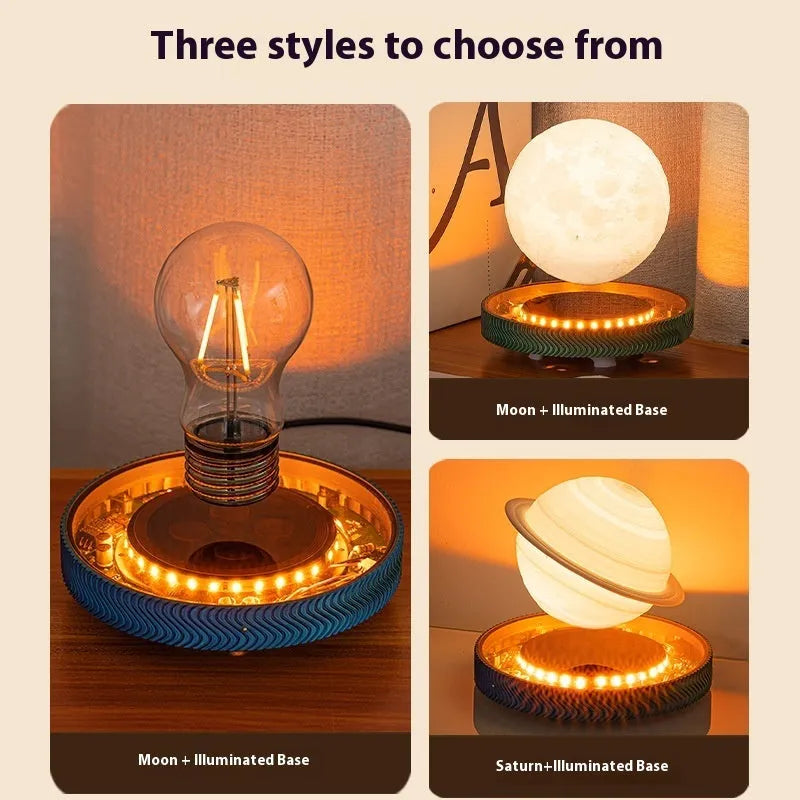 Magnetic suspension moon lamp with 3D-printed levitating design in modern style