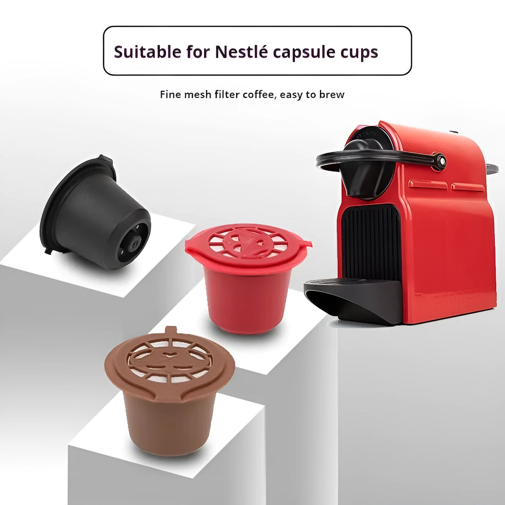 Recyclable plastic coffee filter cup in solid colour black for coffee shell capsules