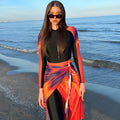 Conservative women's swimsuit three-piece set in colour 427 with traditional pattern design