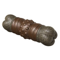 Wood-colour plastic sound-emitting dog molar chew toy measuring 20cm long