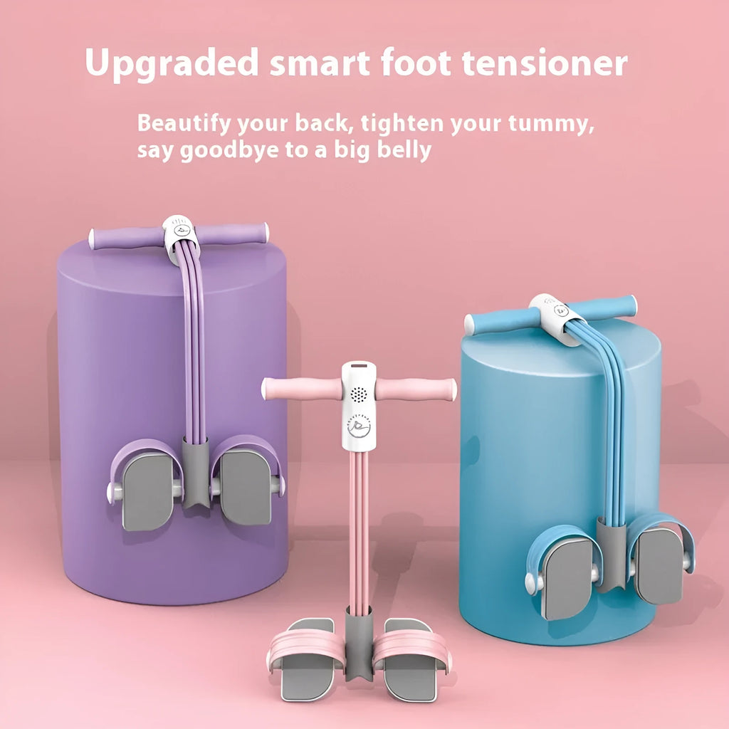 Home portable intelligent foot pedal pull device fitness equipment in blue with tube resistance construction