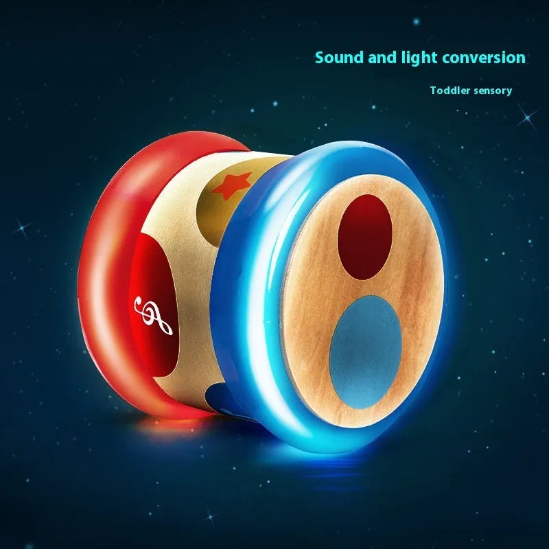 Smart touch electronic drum for babies, wooden construction, 265x110x102mm, colour option shown