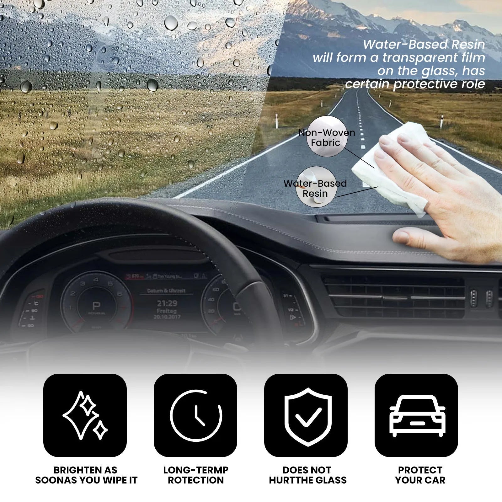 Pack of 40 car anti-fog rain wipes for windscreen cleaning and visibility.