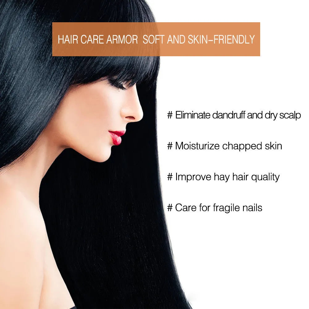 100ml leave-in conditioner oil with argan, castor, jojoba, and coconut oils in a clear bottle