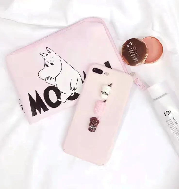 Frosted mobile phone case with 3D baby bottle and coffee cup design in turquoise