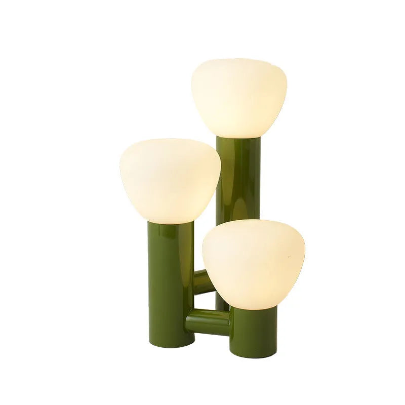 Creative mushroom table lamp in black with wrought iron frame and glass shade, three-colour dimming, 12W, Ra≥95 colour rendering