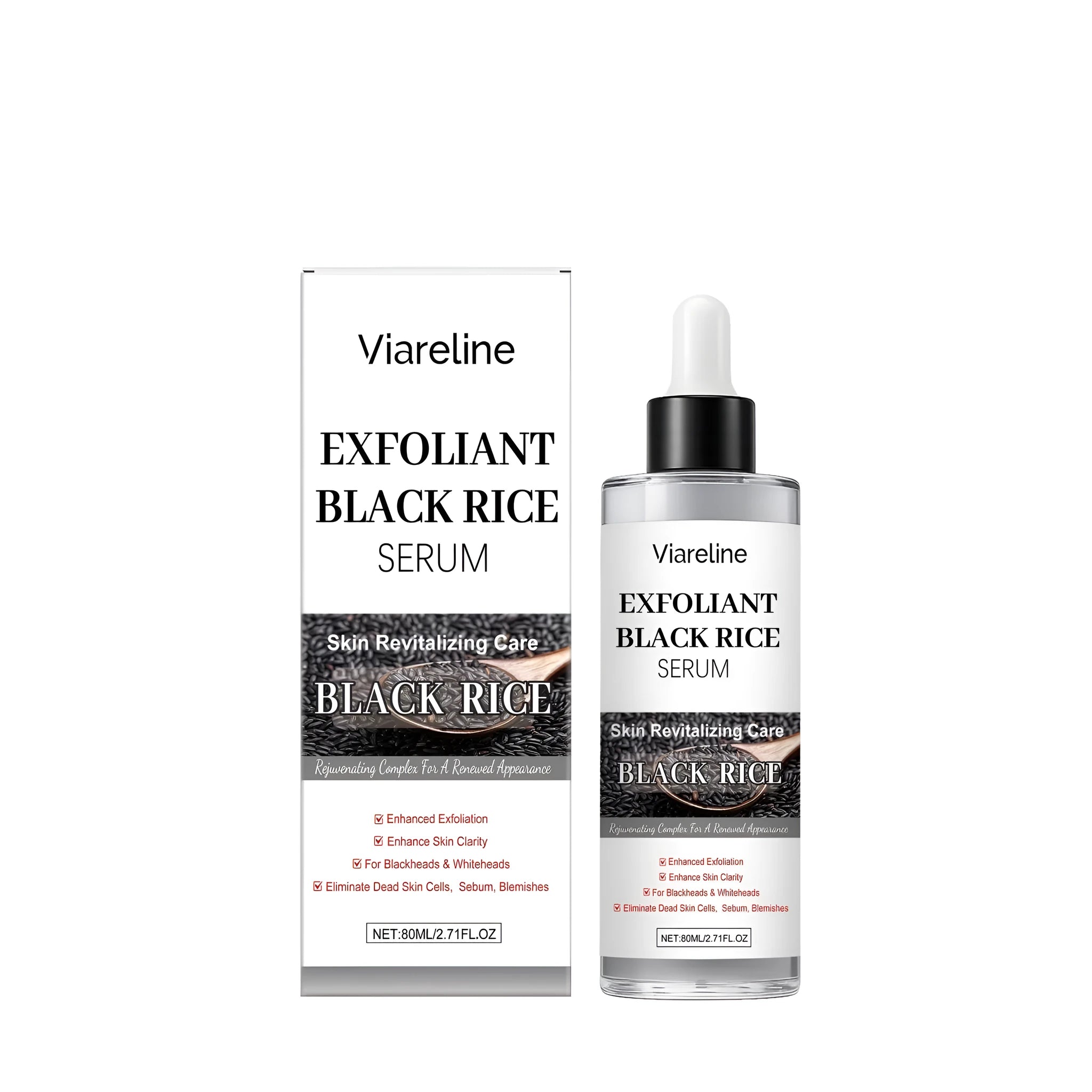 80ml bottle of black rice exfoliating liquid skincare product