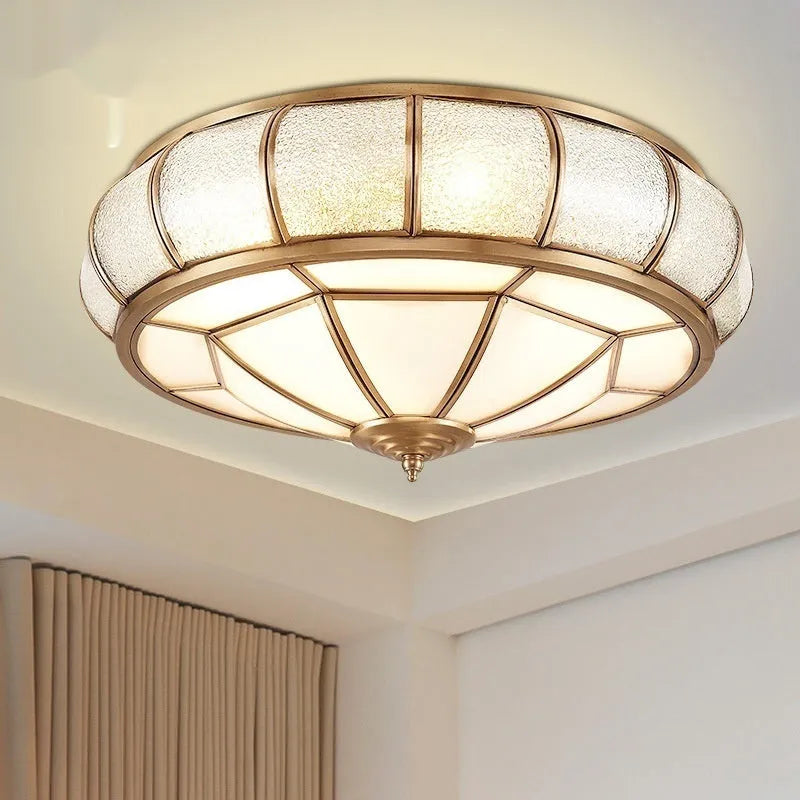 Copper ceiling wall lamp with tri colour light, 35cm diameter, for corridor bedroom balcony
