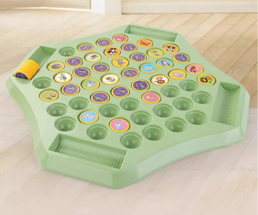 Memory flip chess double battle concentration training educational toy with plastic pieces, 31.5x31.5cm, animal style packaging