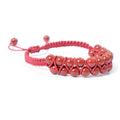 Tigereye hand-woven double layer bracelet with 6mm round beads and adjustable lanyard