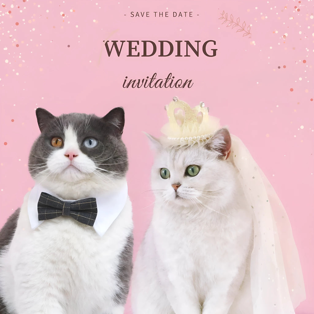 Pet princess crown headdress with veil for cats, available in beige or pink cotton polyester.