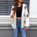 Plus size women's jacquard flower pattern knitted coat in loose fit street fashion style