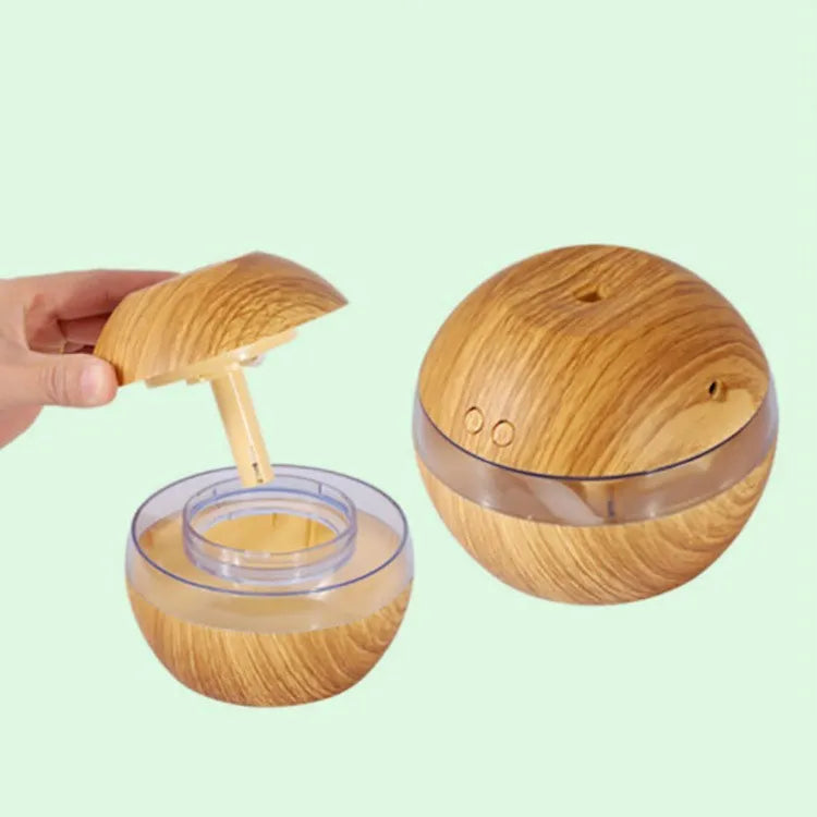 Brown wood grain USB humidifier with water tank and adjustable mist control