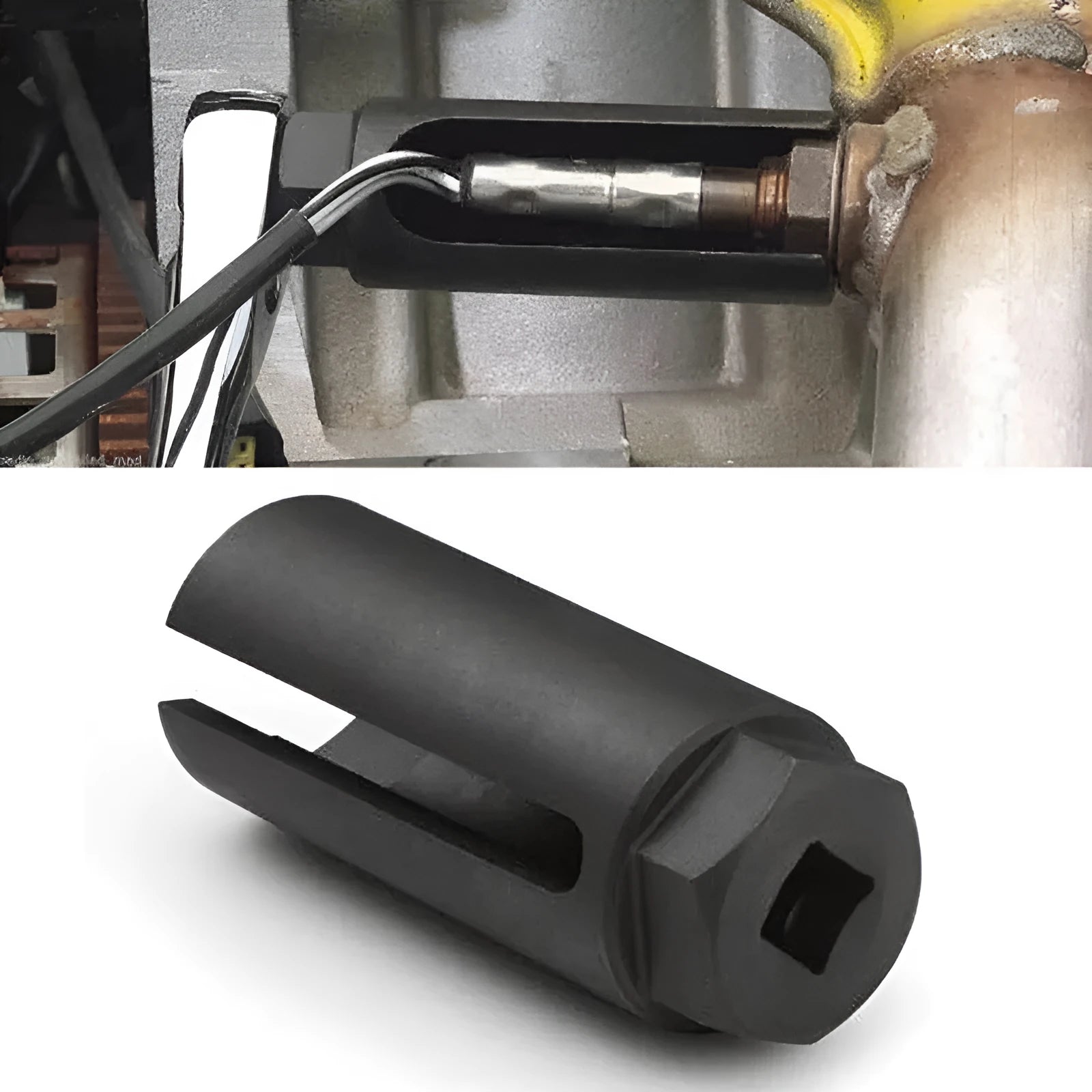 Black chromium vanadium steel oxygen sensor sleeve for 22mm sensors.