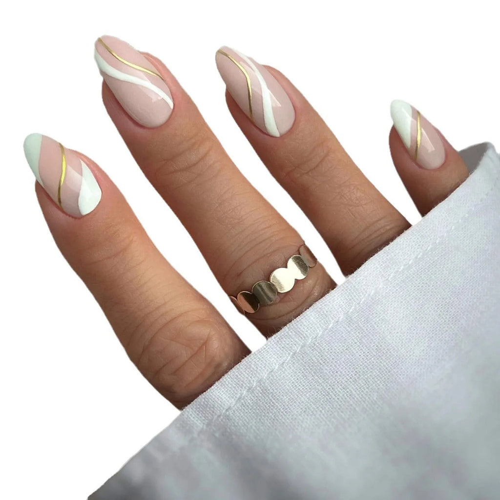 Golden Lines plaid pattern nail sticker on a plastic sheet with pot of JF0518 jelly glue.