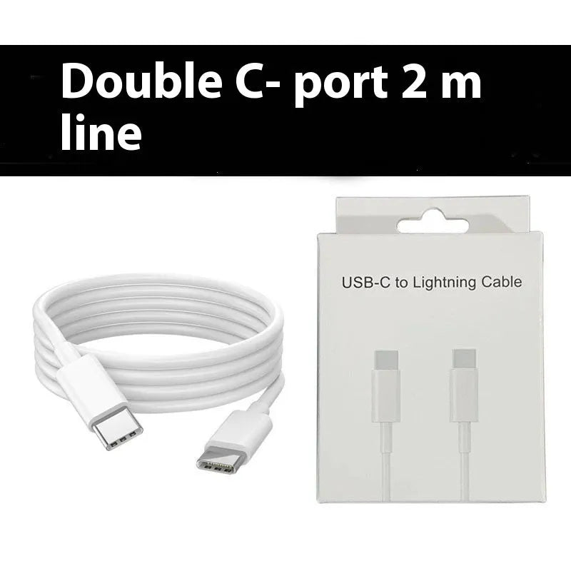 White 60W dual Type-C fast charge data cable with 2m length on a plain background
