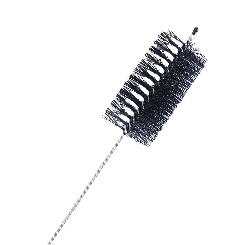 Nylon cleaning brush set with stainless steel handles for straws and narrow bottles