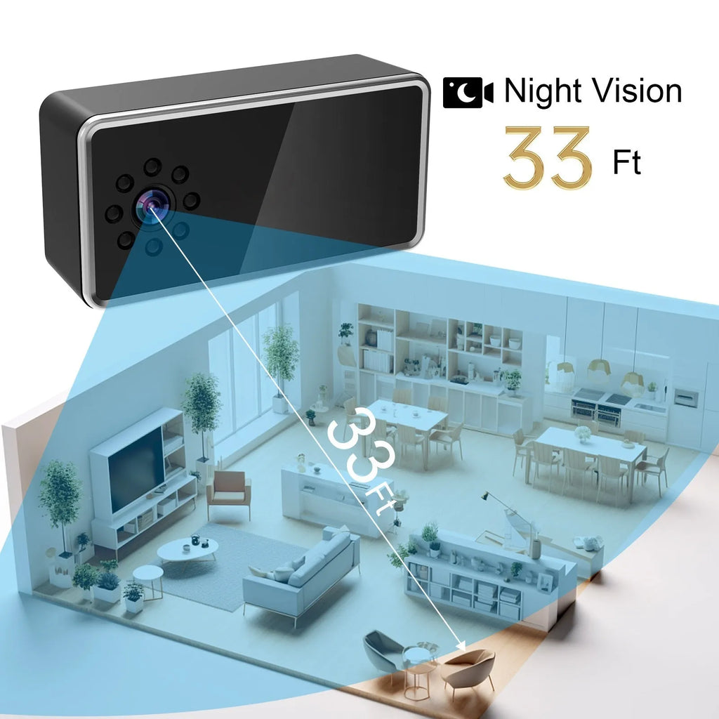 HD Z21 wireless surveillance camera measuring 11.8x6x3.6cm with night vision and alarm detection
