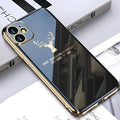 Black full lens protective TPU phone case for iPhone models on a white background.