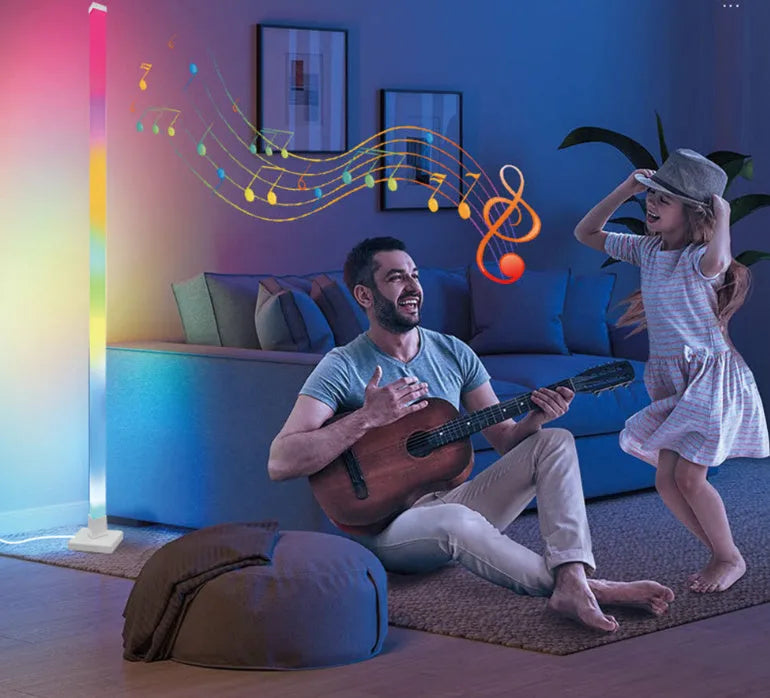 Corner floor lamp with remote control, colour-changing light, 120cm or 150cm, modern simplicity style