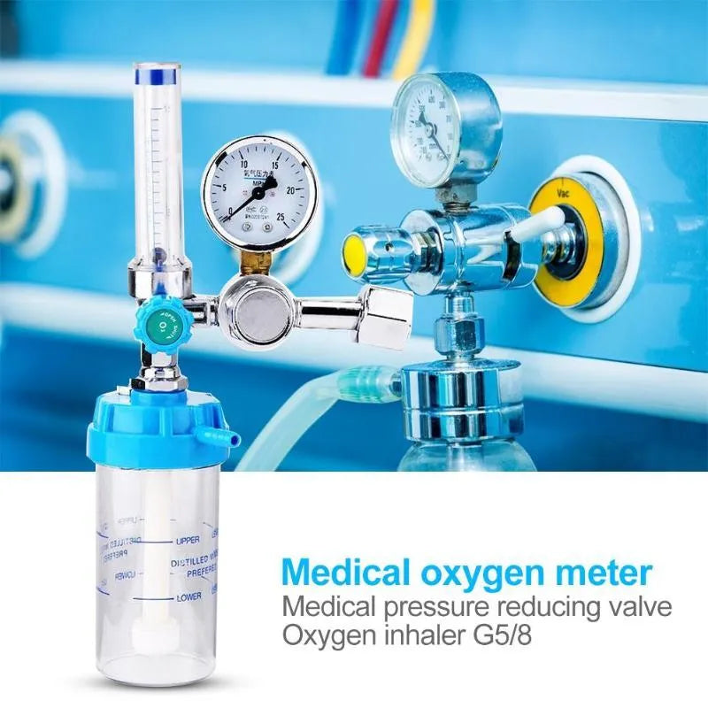 Blue oxygen pressure reducer for cylinder with rated outlet pressure 0.25 MPa and flow range 1-110 m3/h