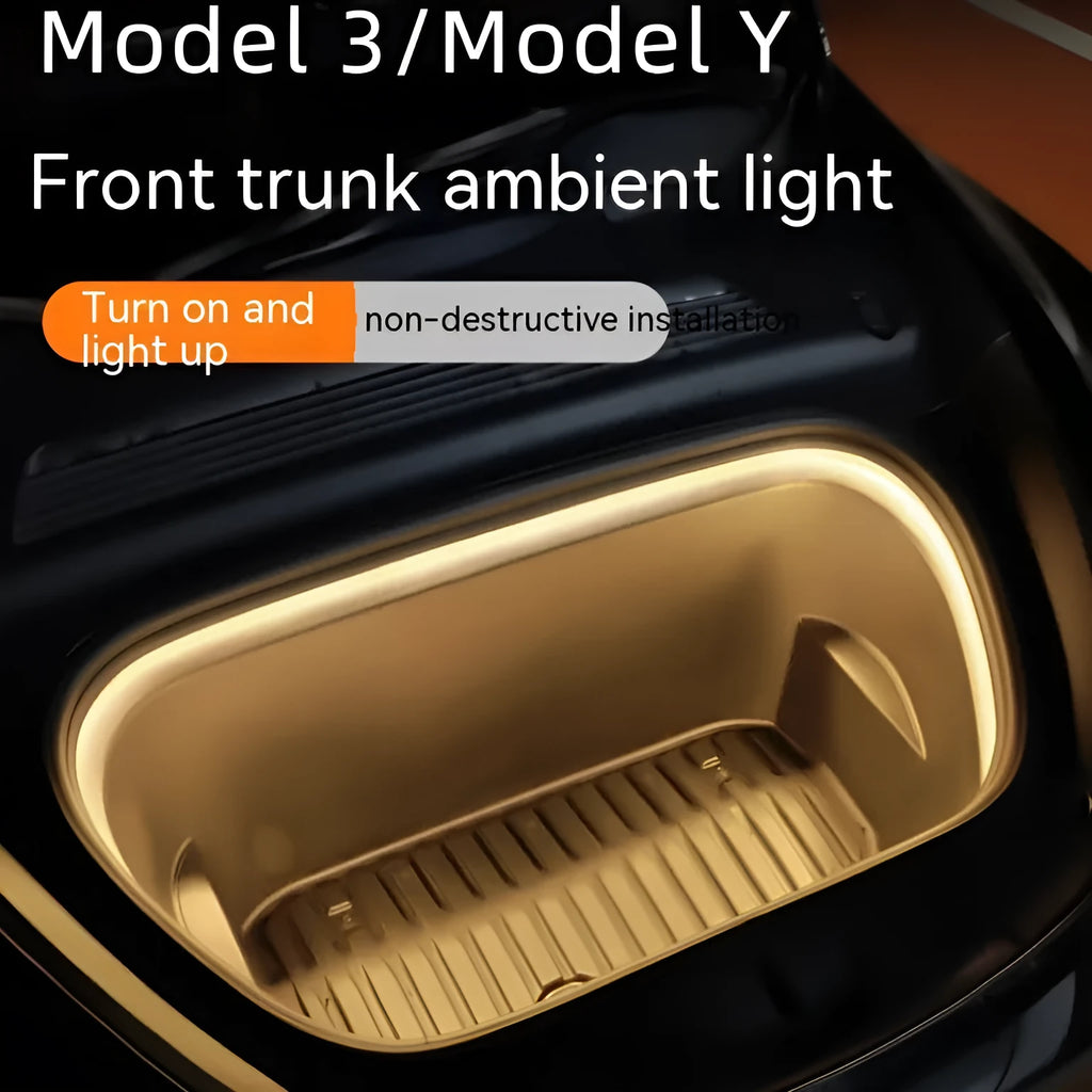 Tesla Model 3 Y front console ambient interior light kit with silicone light bar in three colour options