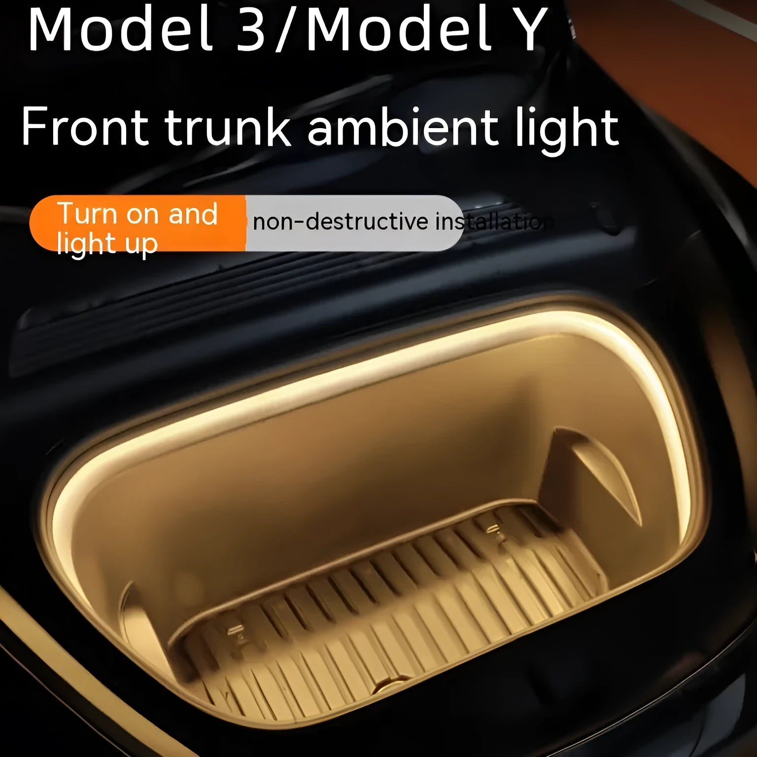Tesla Model 3 Y front console ambient interior light kit with silicone light bar in three colour options
