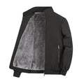Men's thickened polyester fibre winter coat in black, oversized fit, front view