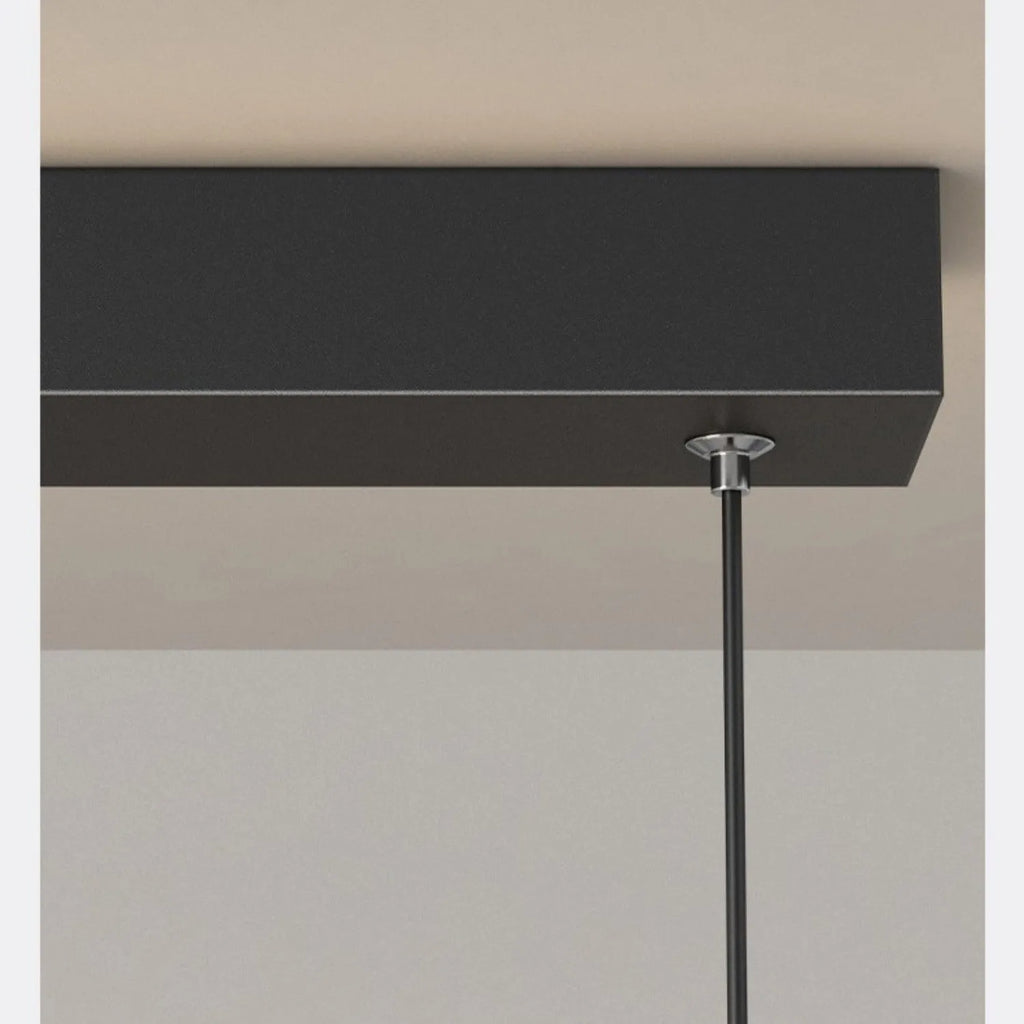Three ring minimalist LED long bar pendant light in black finish with iron construction and 1000mm length