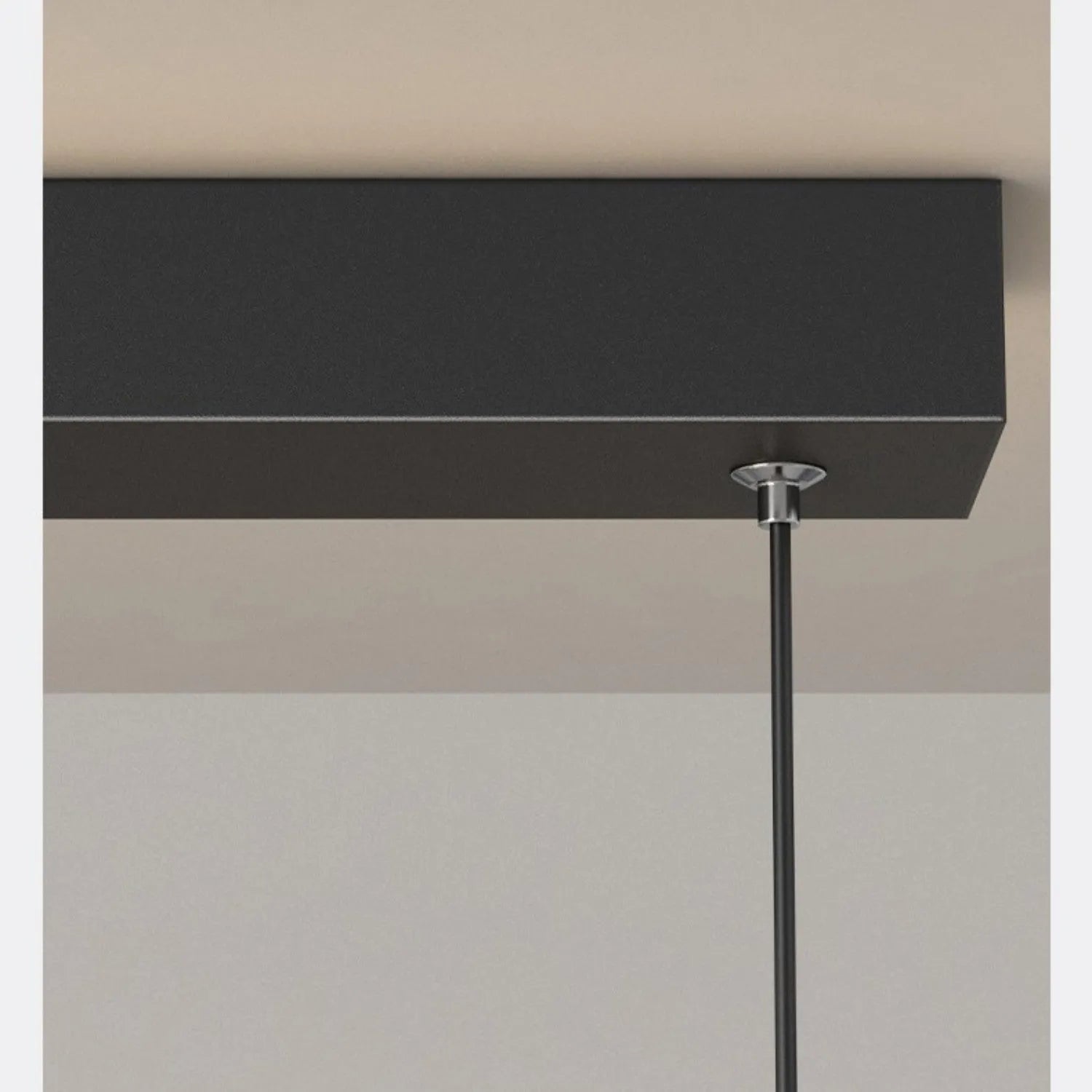 Three ring minimalist LED long bar pendant light in black finish with iron construction and 1000mm length