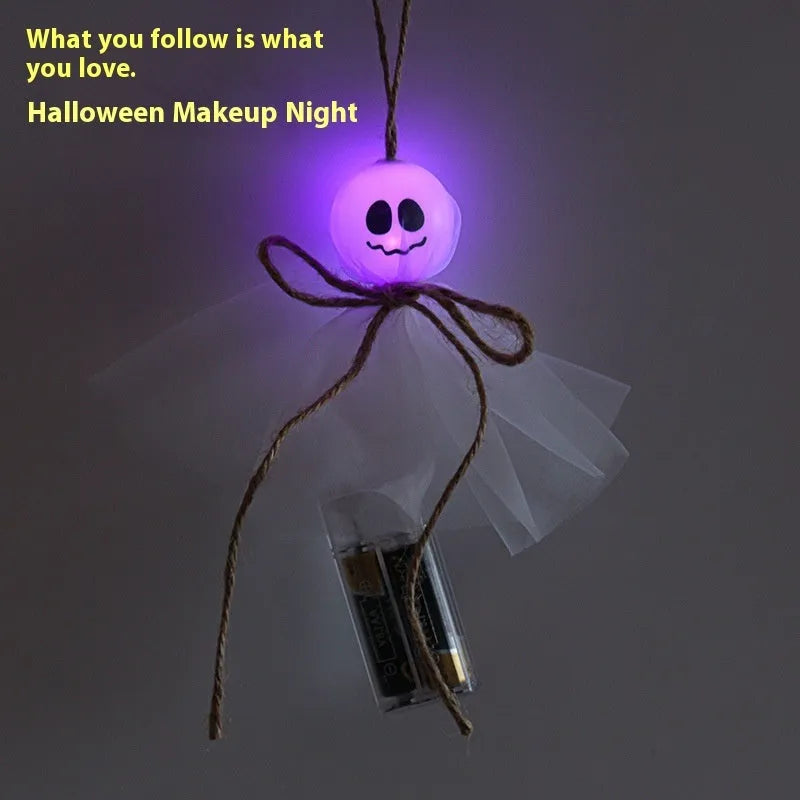 Halloween LED lighting chain with colourful ghost-themed lights for haunted house decorations