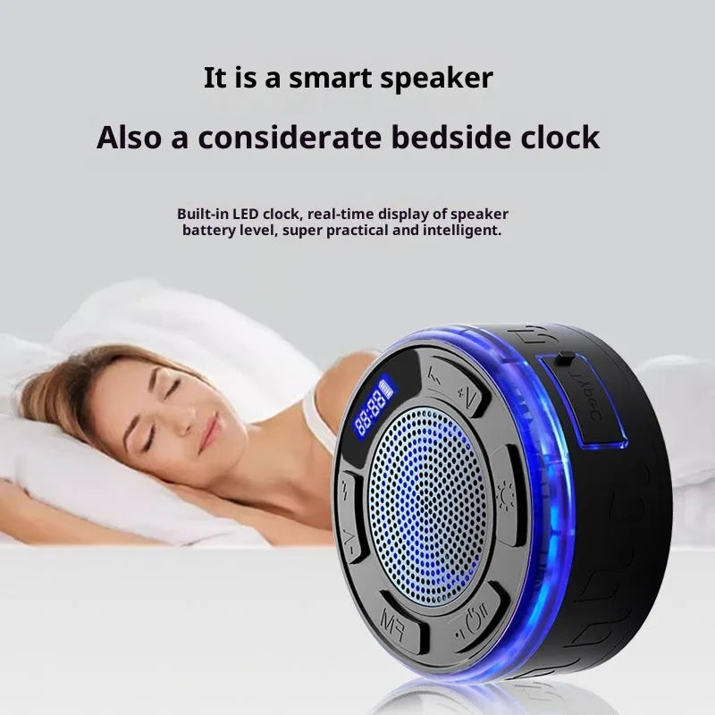 Waterproof Bluetooth speaker with large suction cup in black for bathroom or car use
