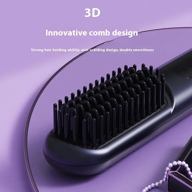 Portable charging negative ion straight hair comb in ABS plastic, showing white, blue, and grey colour options
