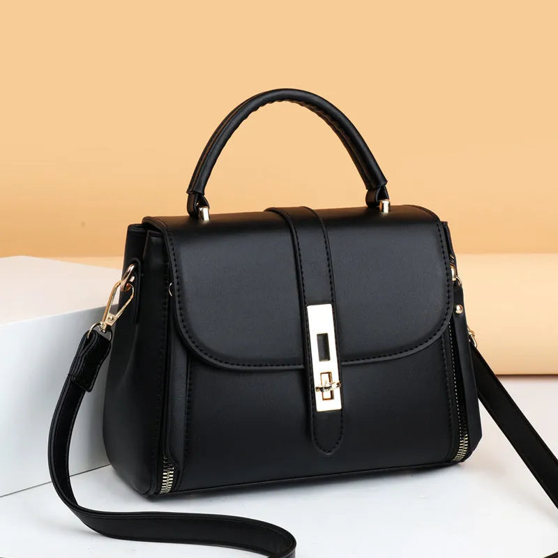 Soft PU leather women's messenger shoulder bag in a vertical square shape.