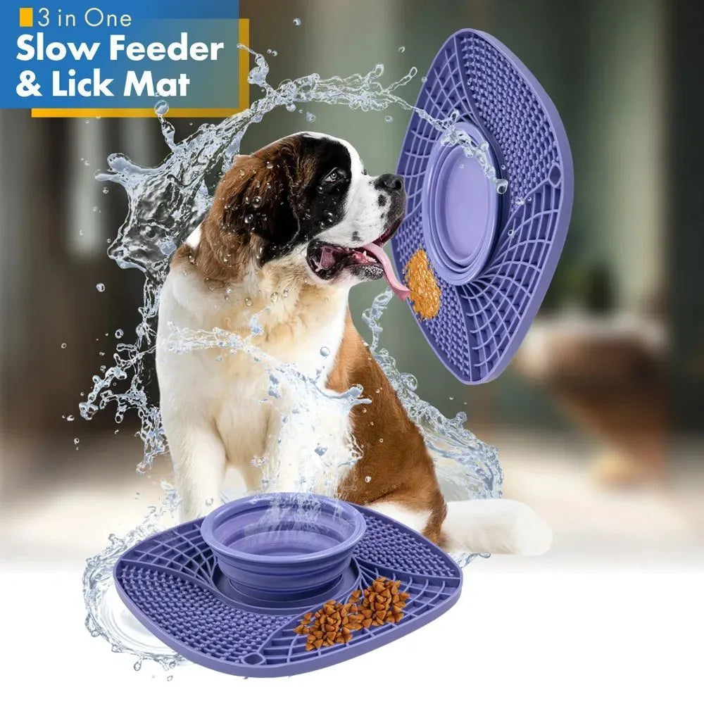 Pet dog slow feeder bowl non slip puzzle anti-gulping feeding dish for small medium dogs