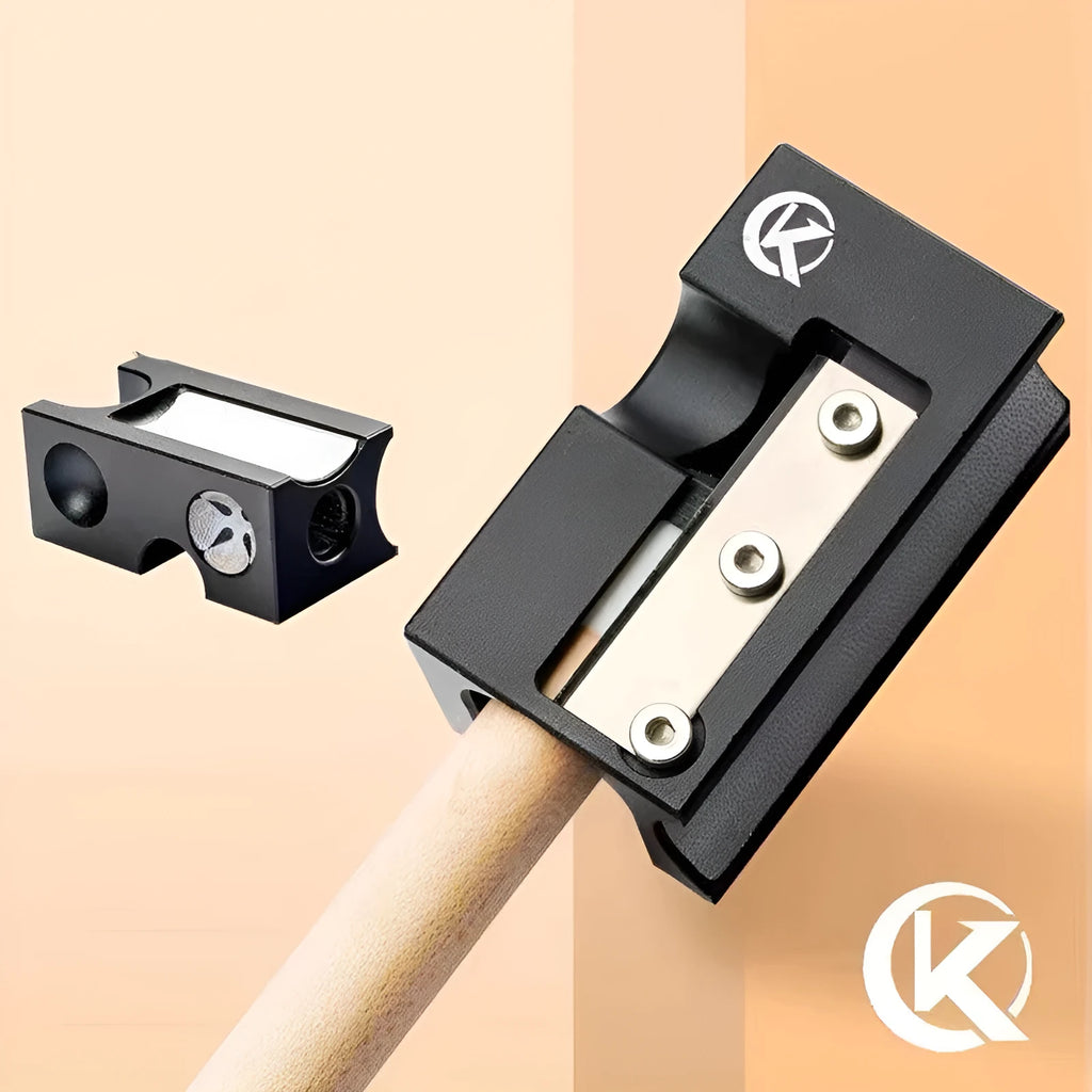 Black metal billiard cue leather head repair device for tip maintenance