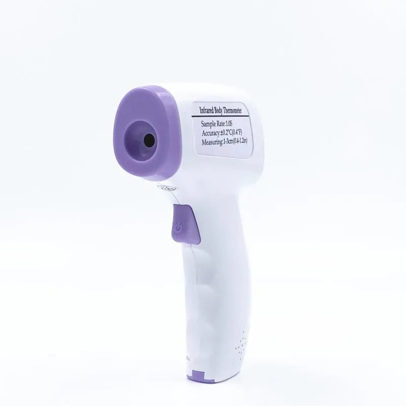 White digital non-contact thermometer with electronic temperature sensor and digital display