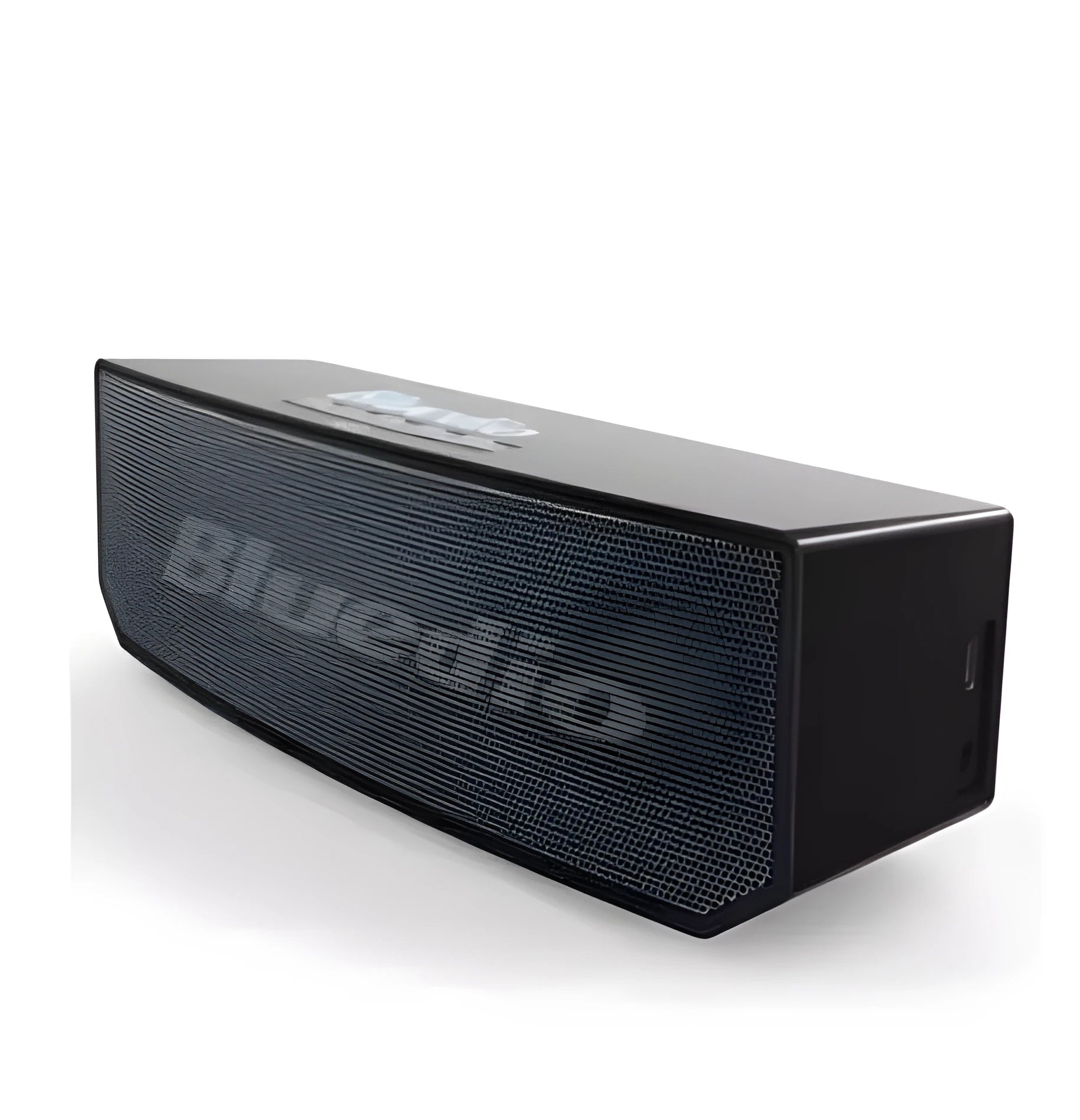 Black Bs-6 cloud smart speaker showing compact design with micro-USB port