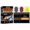 Car ceramic headlight repair kit with wet wipes, polishing paper, sandpaper, and polishing disc