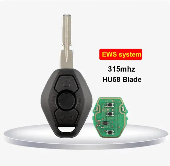 BMW replacement remote key with three buttons and straight blade for 1998-2005 models