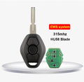 BMW replacement remote key with three buttons and straight blade for 1998-2005 models