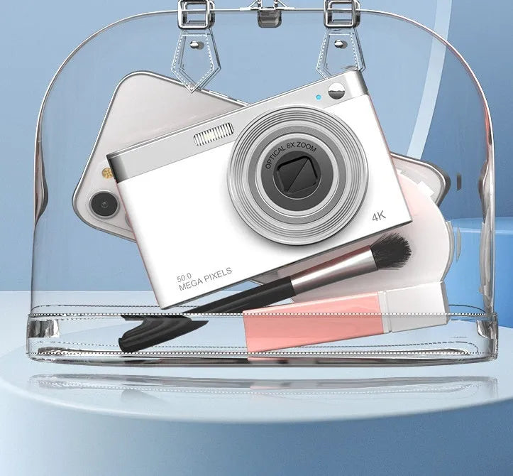 Entry-level student digital camera with CCD sensor and HD beauty mode, travel portable plastic body, retro style