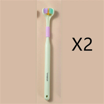 3-in-1 Soft Bristle Toothbrush with Tri-Sided Brush Head and Temperature-Responsive Bristles