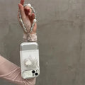 Silver white Korean style TPU phone case with electroplated love bracket for iPhone 14 Pro Max