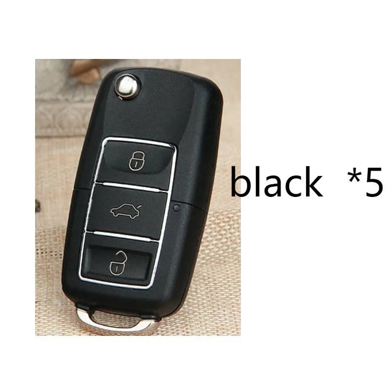 Volkswagen B5 ABS folding key shell in black with key blank and 70x35x16mm dimensions