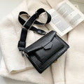 Vintage style crossbody bag in PU material showing dimensions of 20cm wide by 14cm high
