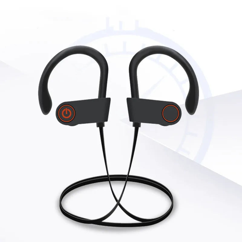 U8 noise reduction 5.0 Bluetooth sports headset in black with charging box, 19g, 52cm cord