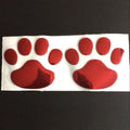 Hand-shaped brush car sticker with dog footprints design in red, silver, gold or black colour, 7 cm long.