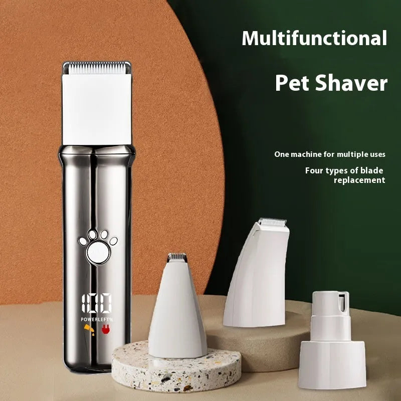 Electric pet shaver 4-in-1 set digital display ABS for dog grooming black and gun colour options